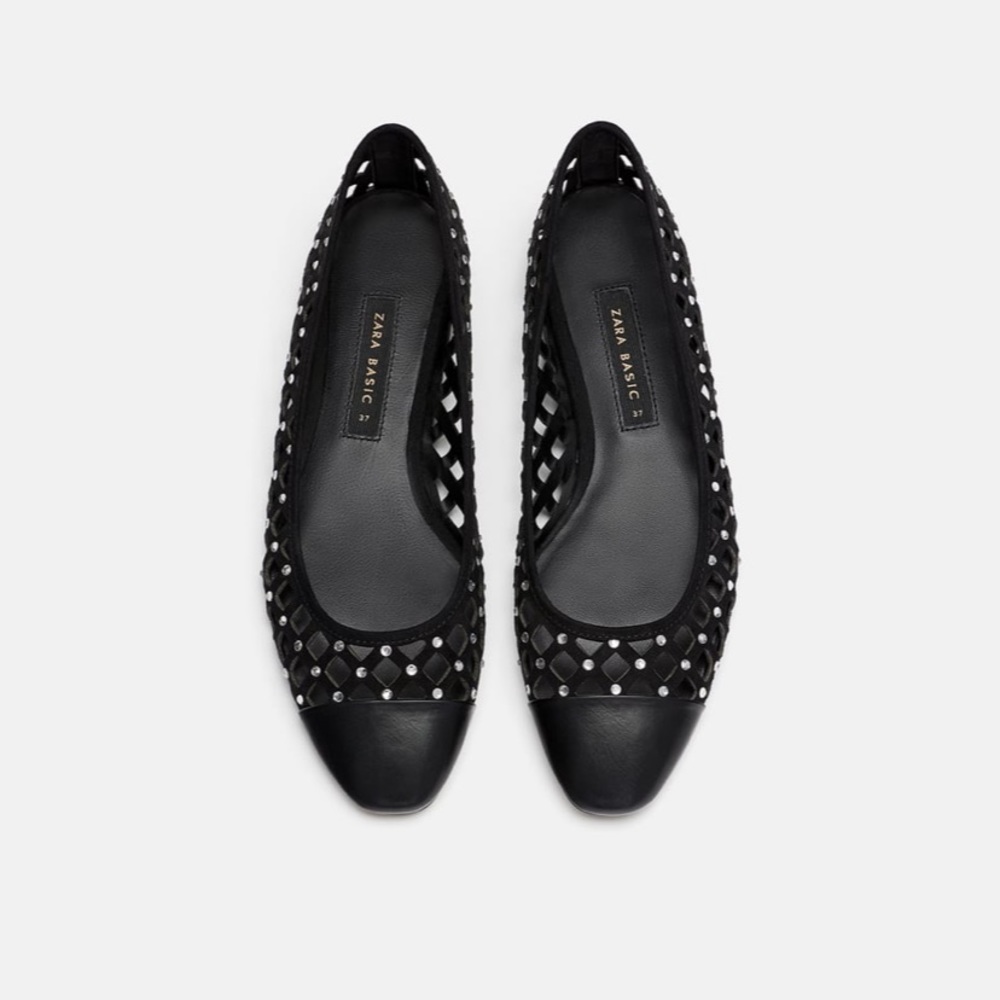 NWT Zara Woven Ballet Flats with Sparkly Detail ✨